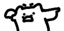 a black and white drawing of a cat making a funny face .