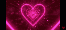 a pink heart is surrounded by smaller hearts on a black background .