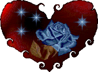 a red heart with a blue rose inside