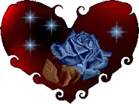 a red heart with a blue rose inside