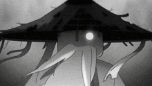 a black and white drawing of a man with a hat on