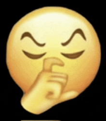 a smiley face with its eyes closed and a hand covering its nose .