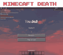 Minecraft You Died GIF - Minecraft You Died Lost Game GIFs