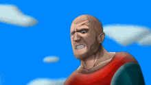 a man in a red shirt is giving a fist punch