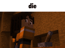 a cartoon character with the word die on the bottom