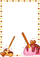 a border with hearts and a cake with chocolate hearts on it