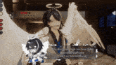 a screenshot of a video game shows a man with wings and a girl with wings