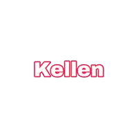 a red and white logo for kellen on a white background