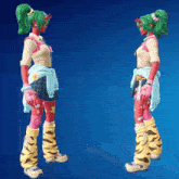 a girl with green hair is wearing a school uniform