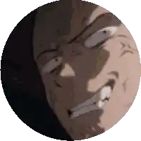 a close up of a person 's face in a circle