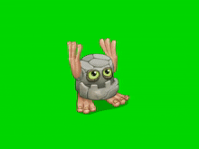 a cartoon monster is standing on a green screen .