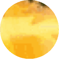 a yellow circle on a white background with a few dots on it