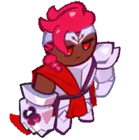 a cartoon character with a red hair and white armor