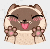 a cartoon cat with its tongue hanging out and paws .