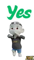 a cartoon character with a hoodie that says zhot