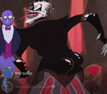 a drawing of a monster with the words this suckz