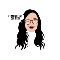 a cartoon of a woman with glasses and the words " et mais l' etat que t'es " above her