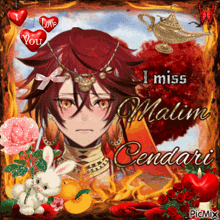 a picture of a girl with red hair and the words " i miss malim cendari "