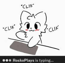 a drawing of a cat with the words " clik " written above it