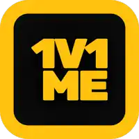 a yellow and black logo that says " 1v1 me "