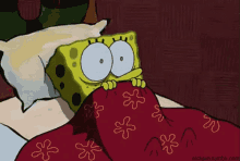 spongebob scared bed time afraid shocked