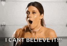 a woman with her mouth open says " i can t believe it "