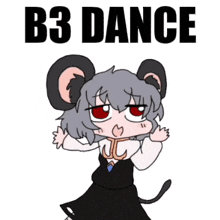a cartoon of a mouse dancing with the words b3 dance above her