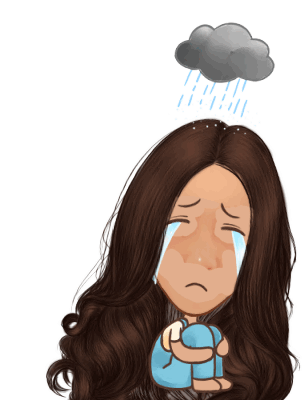 Depressed Raining Sticker - Depressed Raining Crying Stickers