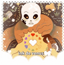 a drawing of a skeleton with the words " ink de venus " below it