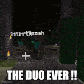 a screenshot of a video game with the words the duo ever written on it