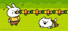 a cartoon of a bunny and a cat with the word minto in the bottom right corner