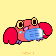 Eating A Popsicle Crabby Crab GIF - Eating A Popsicle Crabby Crab Pikaole GIFs
