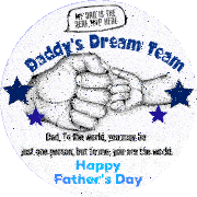 a daddy 's dream team poster with a fist bump between two hands