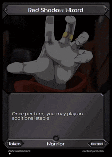 a card that says red shadow wizard on the top