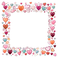 a square frame made of hearts and swirls