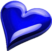 a blue heart on a white background with a reflection