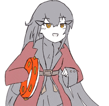 a girl with long hair is holding an orange tambourine