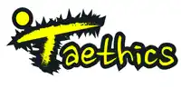 a logo for a company called taeethics with a yellow and gray design