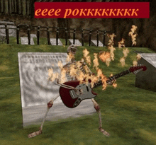 a skeleton is playing a guitar in a video game