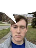 a man with a speech bubble on his head