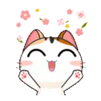 a cartoon cat with flowers on its face