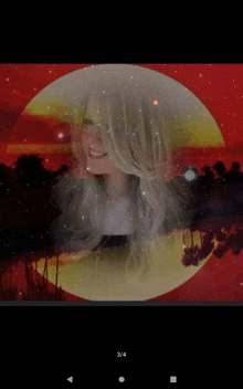 a picture of a woman in a circle with the number 3/4 on the bottom right