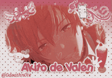 a picture of a boy with the name akito de valen written on it