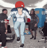 a cartoon of a girl with a red hat and a white shirt with the word viggle.ai on the bottom right