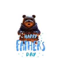 a happy father 's day greeting card with a teddy bear in a trench coat