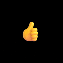 a yellow thumbs up with the word good behind it