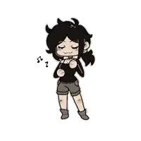 a drawing of a girl with her eyes closed and a music note above her