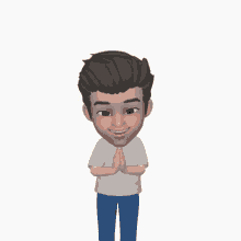 a cartoon of a man with his hands folded in front of two stars