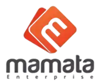 a logo for mamata enterprise with a red square with a letter m on it