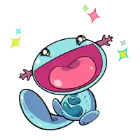 a cartoon drawing of a lizard with a big mouth
